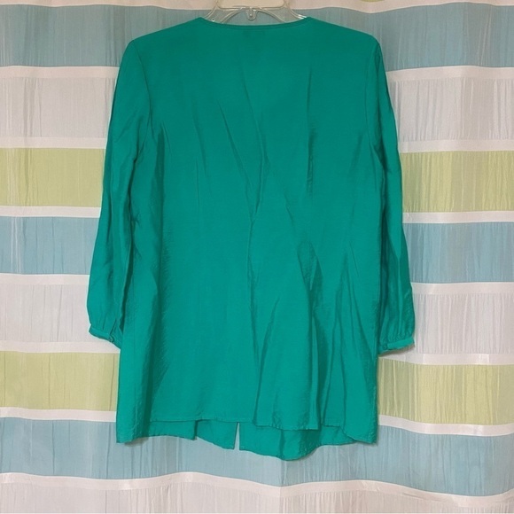 Bass Teal Jewel Button Down Blouse Sz Medium - Picture 4 of 6
